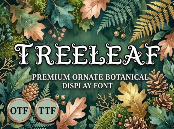 Treeleaf: A Premium Ornate Botanical Display Font